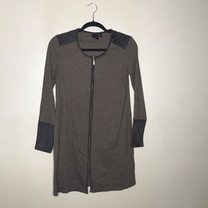 Long Brown Zip Up Cardigan